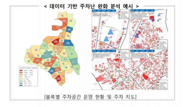 데이터 기반 주차난 완화 분석 예시(출처=행정안전부)